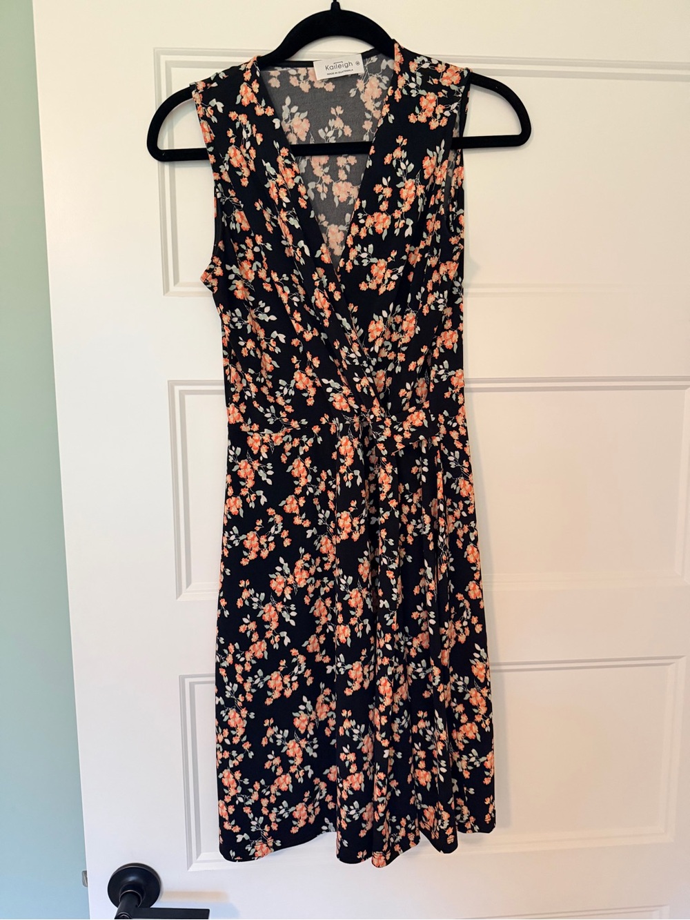 Kaileigh Black Floral Sleeveless Wrap Dress